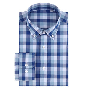 Men's Cotton Turn-down Collar Full Sleeves Plaid Pattern Shirts
