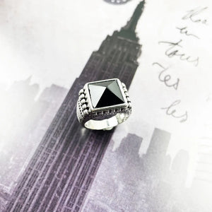 Men's 100% 925 Sterling Silver Crystal Bezel Setting Vintage Ring