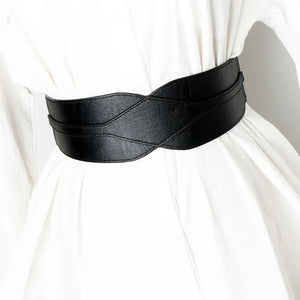 Women's PU Leather Adjustable Solid Pattern Trendy Elastic Belts