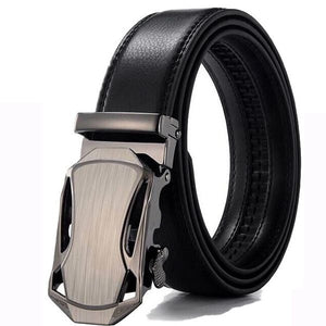 Men's Genuine Leather Strap Alloy Automatic Buckle Plain Belt
