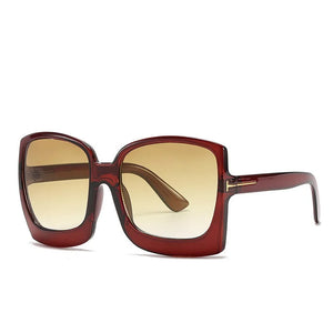 Women's Resin Frame Square Shape Oversized Vintage Sunglasses