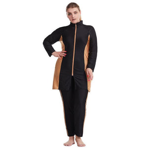 Women's Arabian Nylon Long Sleeves Patchwork Trendy Swimwear