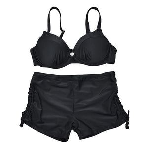 Women's Polyester Adjustable Strap Low Waist Push Up Bikini Set