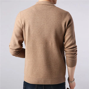 Men's Polyester Turn-Down Collar Full Sleeves Casual Sweaters
