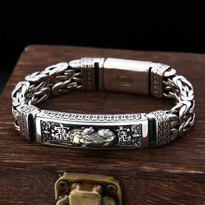 Men's 100% 925 Sterling Silver Animal Pattern Ethnic Bracelet