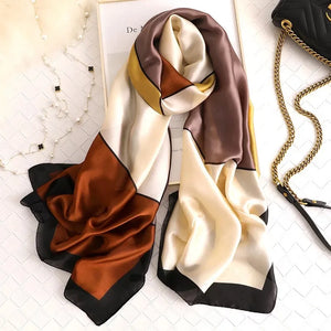 Women's Silk Neck Wrap Mixed Colors Pattern Trendy Beach Scarves