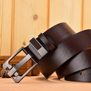 Men's Cowskin Pin Buckle Closure Solid Luxury Vintage Belts