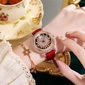 Women's Stainless Steel Round Shaped Rhinestone Luxury Watch