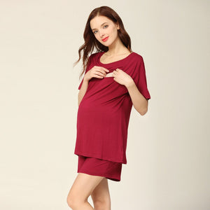 Women's Modal Round Neck Short Sleeves Plain Maternity Dress