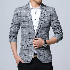 Men's Microfiber Notched Collar Long Sleeve Single Breasted Blazers