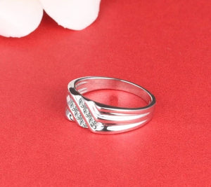 Men's 100% 925 Sterling Silver Zircon Bezel Setting Luxury Ring