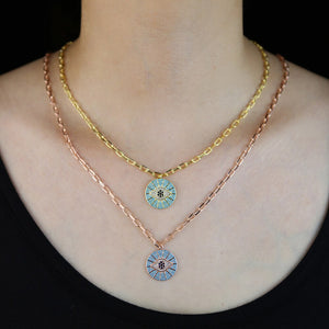 Women's Copper Cubic Zirconia Round Pattern Classic Necklace