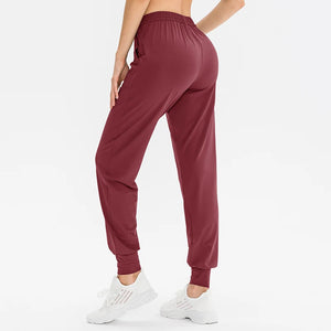 Women's Polyester Drawstring Closure Solid Pattern Yoga Trousers