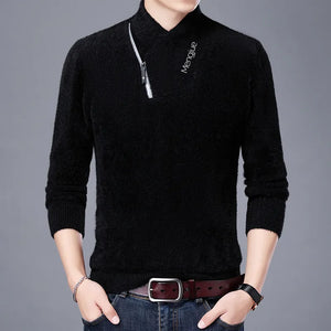 Men's V-Neck Acrylic Full Sleeve Pullover Closure Knitted Sweater