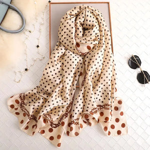 Women's Polyester Neck Wrap Dotted Pattern Luxury Beach Scarves