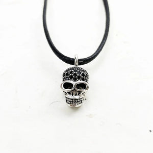 Men's 100% 925 Sterling Silver Rope Chain Vintage Skull Necklace