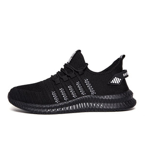 Men's Round Toe Mesh Lace Up Closure Casual Running Sneakers