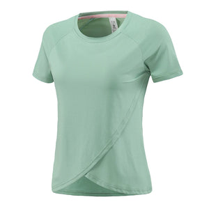 Women's Polyester O-Neck Short Sleeves Breathable Workout Top