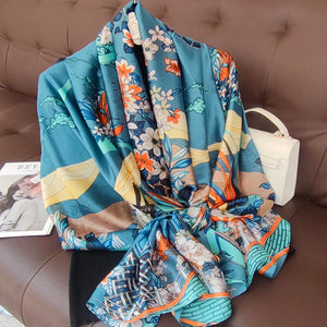 Women's Silk Neck Wrap Floral Pattern Trendy Beach Scarves