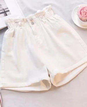 Women's Cotton High Waist Zipper Fly Casual Plain Pattern Shorts