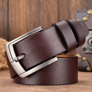 Men's Leather Pin Buckle Closure Solid Pattern Luxury Vintage Belts