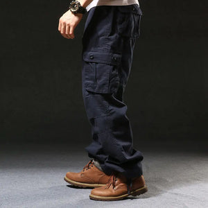 Men's Cotton Mid Waist Zipper Fly Closure Solid Pattern Trousers