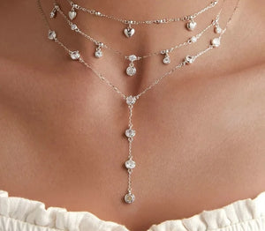 Women's 100% 925 Sterling Silver Zircon Link Chain Trendy Necklace