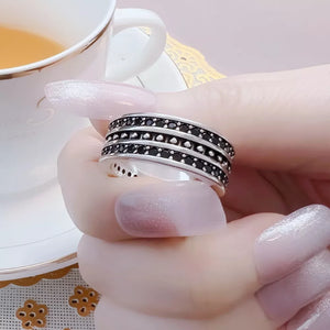 Women's 100% 925 Sterling Silver Vintage Geometric Pattern Ring