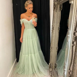 Women's Polyester Sweetheart Neck Off-Shoulder Evening Prom Dress