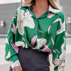 Women's V-Neck Long Sleeve Floral Pattern Sexy Casual Blouses