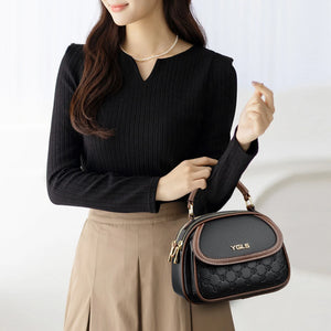 Women's PU Zipper Closure Solid Pattern Messenger Shoulder Bag