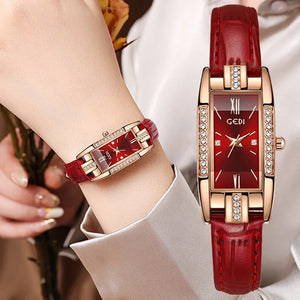 Women's Stainless Steel Rectangle Shaped Luxury Quartz Watch