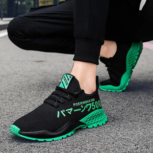Men's Mesh Round Toe Lace-up Closure Breathable Sport Sneakers