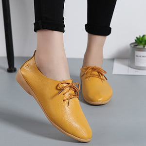 Women's Split Leather Round Toe Lace-up Closure Casual Wear Shoes