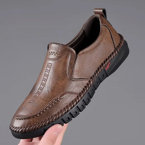 Men's PU Leather Round Toe Lace-up Closure Casual Wear Shoes