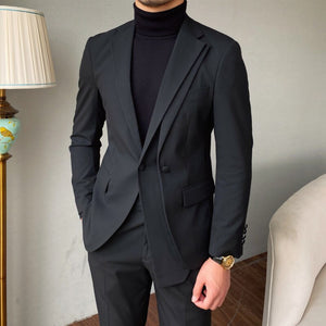 Men's Polyester Long Sleeve Single Button Slim Fit Wedding Suit
