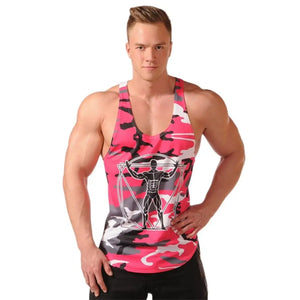 Men's Polyester Sleeveless Quick Dry Camouflage Workout Shirt