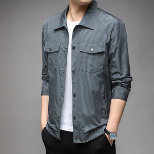 Men's Turn-Down Collar Full Sleeves Single Breasted Casual Jacket