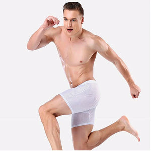 Men's Nylon Breathable Patchwork Pattern Underwear Boxer Shorts