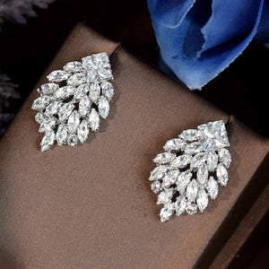 Women's Copper Cubic Zirconia Trendy Bridal Wedding Stud Earrings