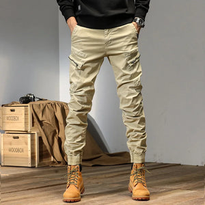 Men's Cotton Zipper Fly Closure Solid Pattern Casual Trousers