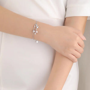 Women's 100% 925 Sterling Silver Pearl Trendy Cuff Bracelets