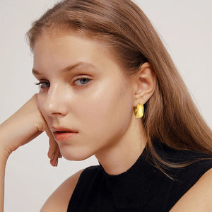 Women's Metal Stainless Steel Trendy Round Shape Hoop Earrings