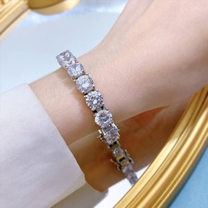 Women's 100% 925 Sterling Silver Diamond Geometric Shape Bracelet
