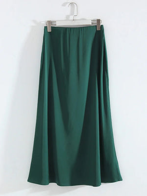 Women's Acetate High Waist Solid Pattern Casual Wear Skirts
