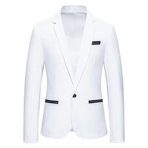 Men's Notched Polyester Long Sleeve Single Breasted Casual Blazers