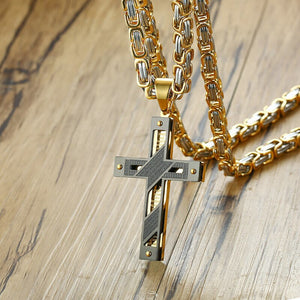 Men's Metal Stainless Steel Link Chain Punk Stylish Cross Necklace