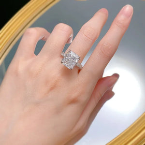 Women's 100% 925 Sterling Silver Prong Setting Engagement Ring