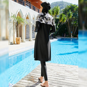 Women's Arabian Polyester Long Sleeve Floral Bathing Swimwear