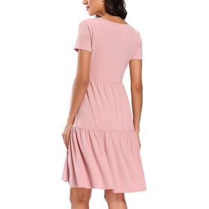 Women's Polyester V-Neck Short Sleeves Casual Maternity Dress
